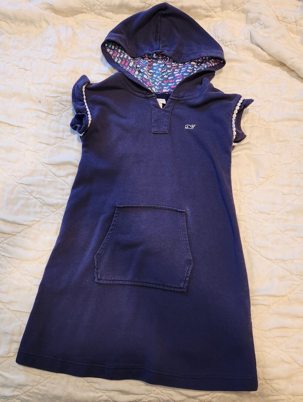 Vineyard Vines Girls Hooded Swimsuit Coverup With Multicolor Whales